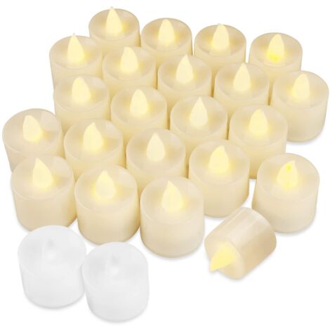 24 bougie led, bougies chauffe plat à piles, Bougies à Scintillantes Réalistes avec une lumière jaune chaude, Peut être utilisé pour les pique-niques, l'extérieur, la décoration de mariage (1/5)