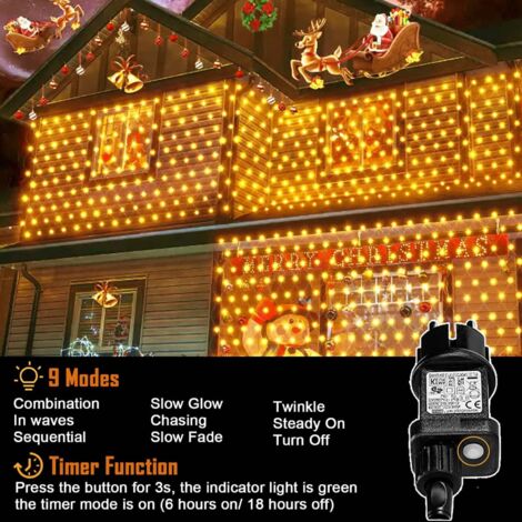 Tefelan Rideau Lumineux Noël, 3m 110 LEDs Rideau Guirlande Lumineuse De