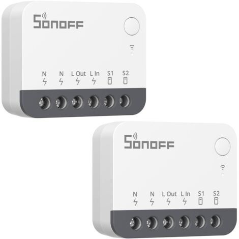 SONOFF ZBMINIR2 Interrupteur Connecté Zigbee, 2 Way ZigBee 3.0 Mini Smart Switch, 10A/2200W, Fil Neutre Requis, Compatible avec Alexa, Google Home, Séparation des Relais, Requis ZigBee Hub4pack