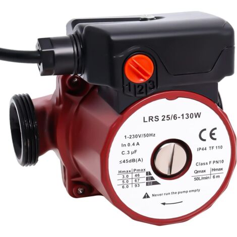 Pompe de Circulation de L'eau Chaude LRS25/6-130, Pompes à Eau Chaude Domestique 46/67/93W Hauteur Maximale 6M par Poweka