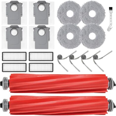 Pièce de rechange pour Roborock QV 35A / QV 35S / QR 798 / QR 598 aspirateur robot accessoires, 2 brosse principale, 4 Chiffon, 4 sacs à poussière, 4 filtres, 4 brosses latérales (1/5)