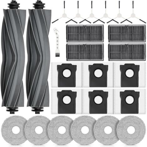 25 Accessoires pour DREAME L10s Pro Ultra Heat / L10s Ultra Gen 2 / X30 Ultra/MOVA E30 Ultra Robot Aspirateur. 2 Brosse Principale, 4 Filtres, 6 Chiffons, 6 Sacs à Poussière, 6 Brosses latérales (1/5)
