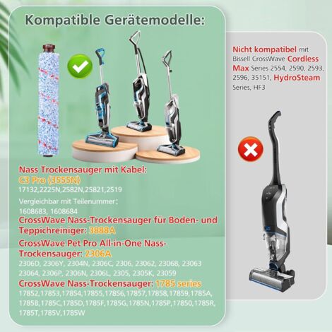 Kit Accessori Per Bissell CrossWave 3 In 1 C3 Pro – 3 Spazzole 1868 + 2 Filtri 1866