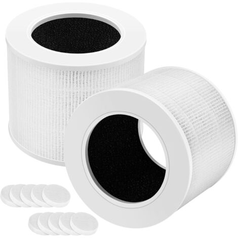 Lot de 2 filtres de rechange Core Mini-RF compatibles avec purificateur d'air LEVOIT Core Mini 3 en 1 haute efficacité HEPA Core Mini - Lot de 2 filtres et 10 tampons aromatiques (1/5)