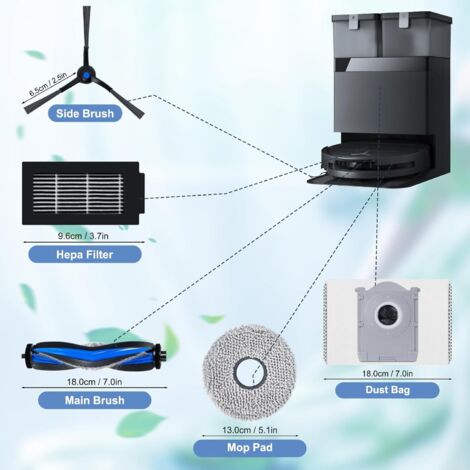 Kit d'accessoires de 22 pièces pour aspirateurs Ecovacs Deebot T50 Max /T50 Pro /T50 Omni /T50 Pro Omni /T50 Max Pro, 1 brosse principale, 4 filtres HEPA, 4 serpillères, 6 sacs à