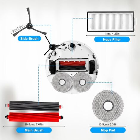 Produit Roborock Kit Accessoires Roborock Qrevo Master/Slim - 6 Brosses Latérales - 4 Filtres HEPA - 6 Lingettes Kit Entretien Qrevo Master Slim