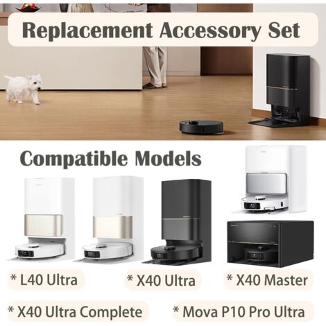 Kit Accessoires Complet Pour Dreame X40 Ultra Complete & L40 Ultra - 4 Serpillières, 6 Sacs, Brosses Et Filtres