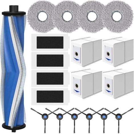 20 stuks accessoires voor Ecovacs Deebot T30 Omni / T30 Pro Omni / T30 Max robotstofzuiger, 1 rubberen hoofdborstel, 4 stofzakken, 6 schoonmaakdoeken, 3 filters en 6 zijborstels