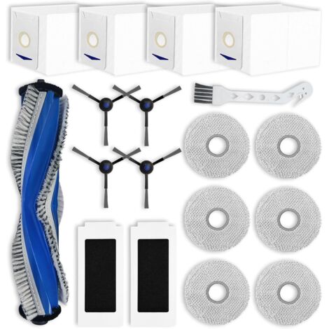 Pièces de rechange compatibles avec ECOVACS DEEBOT T30 PRO OMNI / T30 OMNI accessoires, 1 brosse principale, 4 brosses latérales, 2 filtres, 6 chiffons de vadrouille, 4 sacs (Pas pour T30S) (1/5)