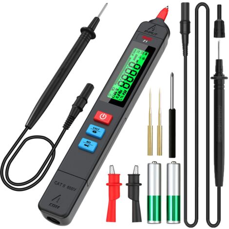 BSIDE Z1 Kit Testeur de Tension Sans Contact Unipolaire Multimètre Automatique avec Pinces Crocodiles, Pointes d’extension, Câble de Test 2m, Testeur de Tension Ohm Continuité Phase Capacité Diode (1/5)