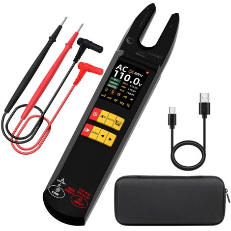 BSIDE U5 Pince Ampèremétrique Ouverte DC AC 600A TRMS Multimètre Numérique Automatique avec 2,8" Grand Écran Couleur Testeur de Tension Courant Fréquence Diode Capacité NCV Fil Électrique