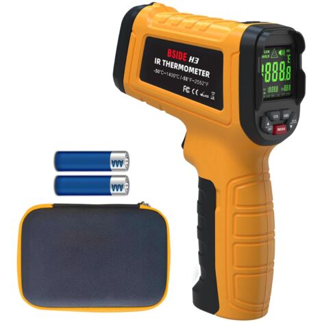 BSIDE H3 Thermomètre Numérique Industriel -58℉2552℉(-50℃1400℃) Thermometre Infrarouge Professionnel 50:1 avec Alarme LCD Couleur Mémoire Pistolet Laser Température pour Four Forge Frigo BBQ Pizza (1/5)