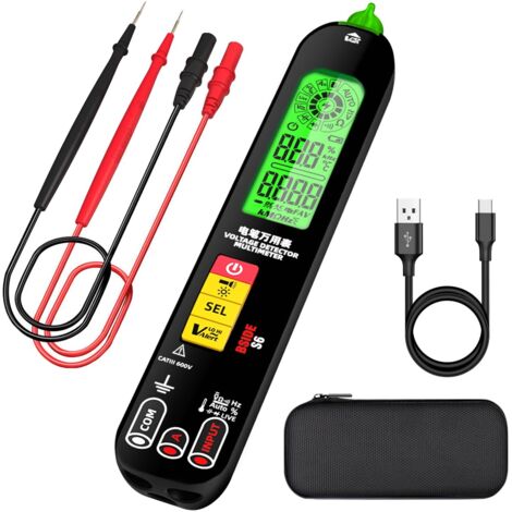 BSIDE S6 Testeur de Tension Rechargeable Détecteur de Courant Électrique avec Triple Affichage VFD Ampèremètre Capacimètre Stylo Multimètre Automatique pour Courant/Tension AC DC Ohm Hz Continuité (1/5)