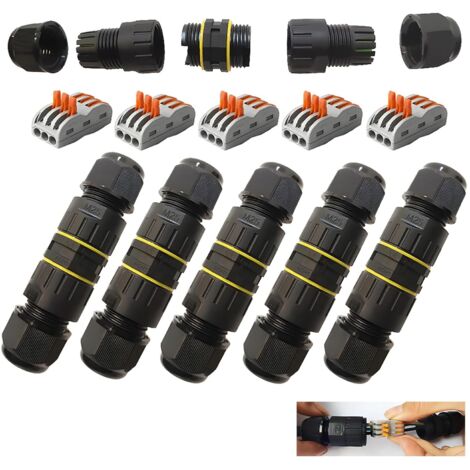 Lot de 5 boîtes de jonction d'extérieur étanches IP68 3 voies M25 pour câble d'alimentation 5-10 mm (1/5)