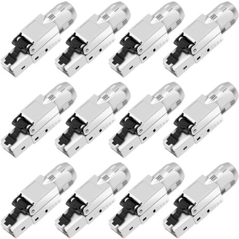 Lot de 12 fiches réseau CAT 7 RJ45 sans outil - Connecteur LAN sans outil - Compatible avec câble réseau Cat 7,6a 6 - Connecteur Ethernet jusqu'à 10 Gbps - Transmission de signal stable 1000 m (1/5)
