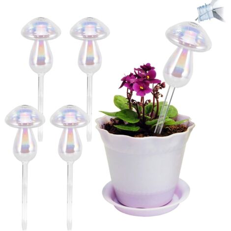 Lot de 4 globes d'arrosage automatique en plastique pour plantes d'intérieur et d'extérieur (transparent) (1/5)