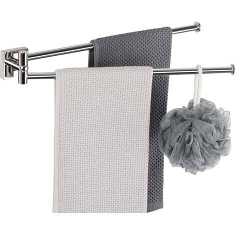 Porte Serviette avec 2 Barres Salle de Bain, Porte Serviette Mural 180° Rotatives en Acier Inoxydable, Sèche-Serviettes Oganizer, 40CM Chrome Poli, EGKN2502F-HD-400-C (1/5)