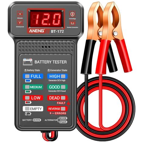 ANENG Testeur Batterie de Voiture,12V,Testeur Batterie de Voiture,Numérique Analyseur de Charge D’alternateur,Voltmètre avec Écran LCD et LED,Indicateur de Tension Pour Voitures et Outils Électriques (1/5)