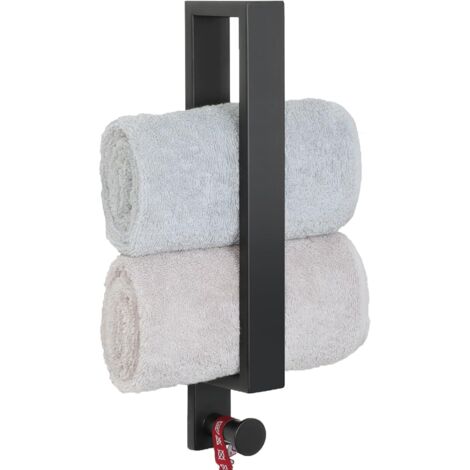 Anneau Porte Serviette avec Crochet Salle de Bain, Support Serviette Mural en SUS304 Acier Inoxydable pour Cuisine Lavabo Toilette, 30CM Noir Mat, EGKN2210-300-B (1/5)