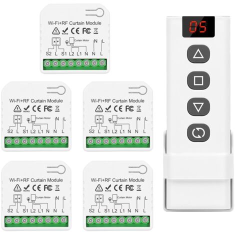 Union – Module de contrôleur de volet roulant intelligent sans fil 5 pièces – Télécommande RF 5 canaux – Contrôle APP compatible Google Home/Alexa (1/5)