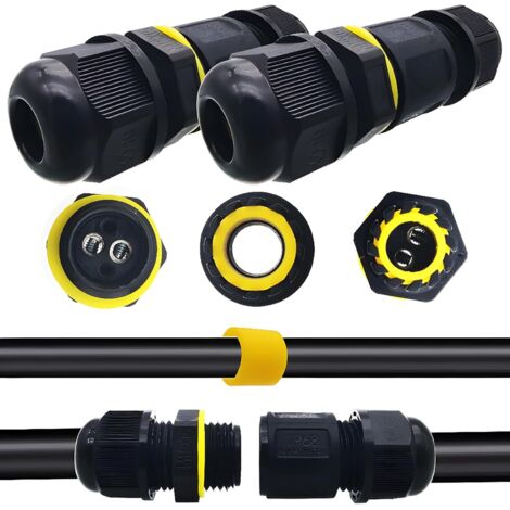 Connecteur Etanche, Jonction Cable Electrique Etanche diamètre de câble applicable Ø3mm-8mm, Boite de Connexion IP68, Raccordement Electrique Etanche pour rallonge de câble(2 pièces)