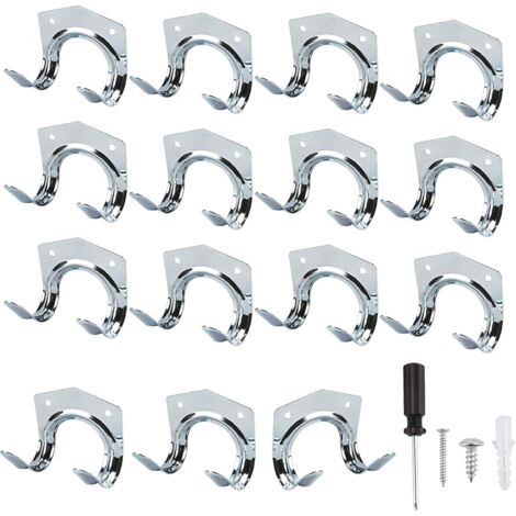 15 Pack Heavy Duty Multi Tool Hooks for Home & Garage Storage - Non Slip Wall Mount Double Hooks for Warehouse Garage Shed Garden Tools (1/5)