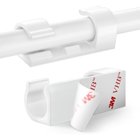 Lot de 60 clips de câble transparents auto-adhésifs pour la maison et le bureau, blanc (1/5)