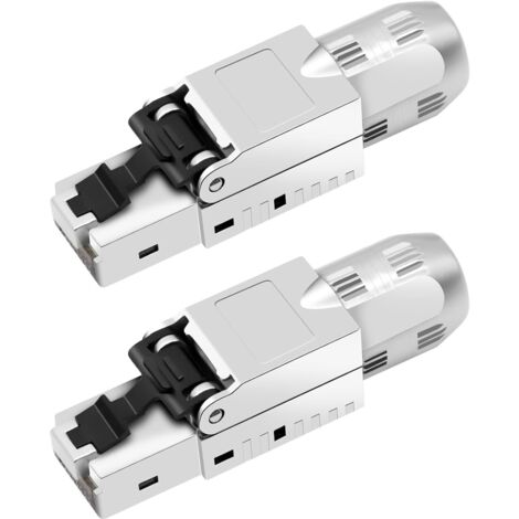 Lot de 2 fiches réseau CAT 7 RJ45 sans outil - Connecteur LAN sans outil - Compatible avec câble réseau Cat 7,6a 6 - Connecteur Ethernet jusqu'à 10 Gbps - Transmission de signal stable 1000 m (1/5)