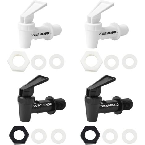4 Pack Plastic Beverage Dispenser - Water Dispenser Tap Replacement - Suitable for Cold and Hot Drinks, Beer Barrel, Glass, Coffee, Juice, Drinking Fountain, Black (1/5)