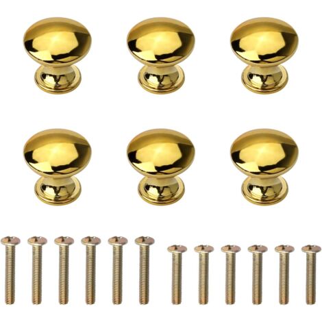 Lot de 6 petits boutons de placard ronds en forme de champignon avec vis pour placard, tiroir, portes de meubles, trou unique, alliage de zinc (1/5)