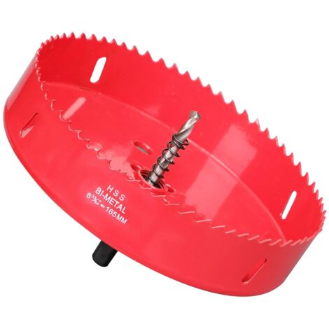 Scie Cloche Bi-métal 165mm, M42 HSS Bimétallique Scie Trèpan avec Foret de Centrage pour Robuste Perceuse à Percer pour Fer, Aluminium, Bois, Cloison Sèche, Tuyau, Panneau de Fibres de Bois/Rouge