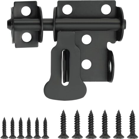 Verrous Loquet Porte Extérieur, 6.6x4.6 CM, Verrou Porte Loquet Pratique Durable, Verrou Porte Interieure en Acier Inoxydable, Loquet Porte Coulissante Pour Portes, Fenêtres, Clôtures, Noir