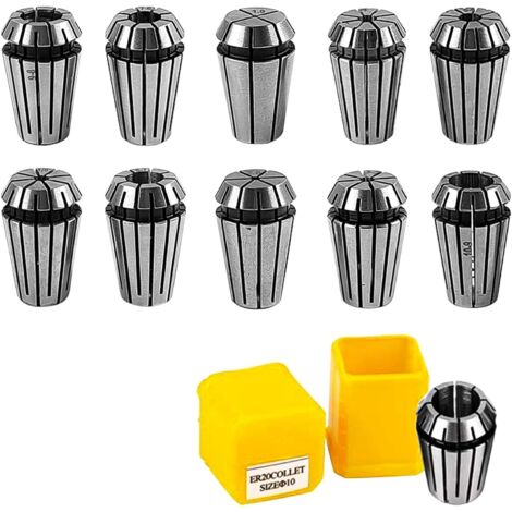 11 Pièces ER16 Pinces de Serrage à Ressort de Précision Kit, Collet de Serrage 1-10 mm, 65Mn Acier Pinces de Serrage, pour Travail CNC, Gravure et Fraisage (1/5)