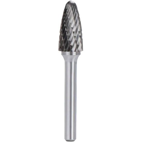 1Pc Fraises rotatives Double Coupe Rotatives Carbure de Tungstène Die Grinder Bit 6mm Tige 12mm Tête Cylindrique de Gravure Rotatif Burres Pour Travail du Bois, Métal Polissage, Gravure-F (1/5)