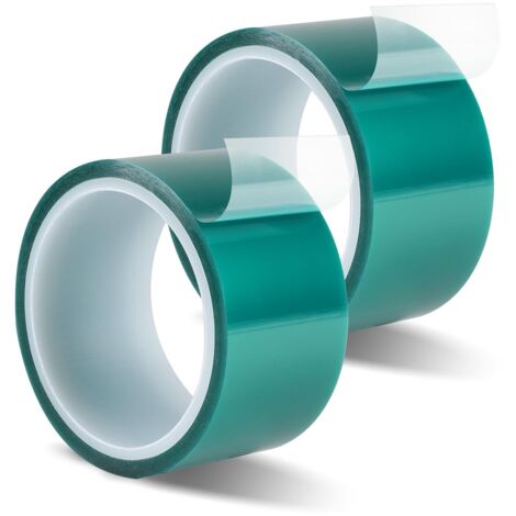 2Pcs Ruban Adhésif Haute Température 50mmx33m, Kapton Tape Vert, PET-Rubans Résistant à la Chaleur pour Imprimante Sublimation, Electronique Soudure, Masquage, Carte de Circuit Imprimé Isolant (1/5)