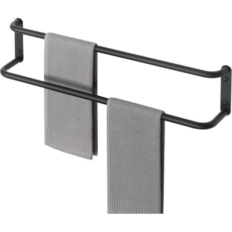 Porte Serviettes Longueur 70 CM Salle de Bain, Barre Porte Serviette Mural Porte-Serviettes, en Acier Inoxydable, Fixation Murale à Cuisine ou Douche, Noir (1/5)