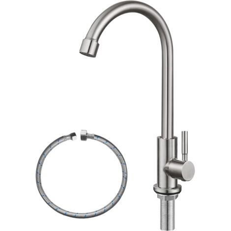 Robinet d'eau froide uniquement SUS304 en acier inoxydable pour évier de cuisine (1/5)