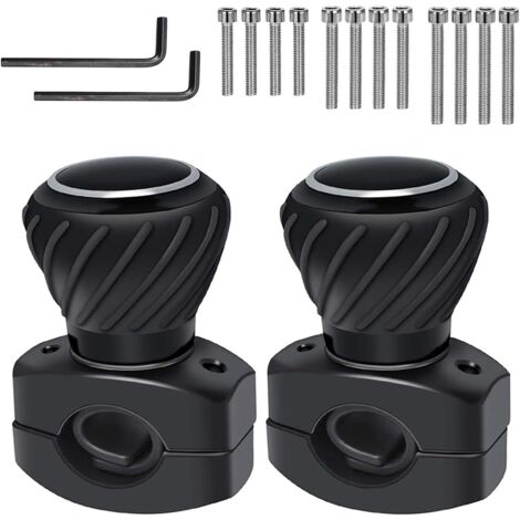 2 Pièces Universelle Boule de Volant Voiture, Bouton de Volant à 360 Degrés Auxiliaire, Bouton Power Spinner, Voiture, Camion, Bateau Noir (Noir-B) (1/5)