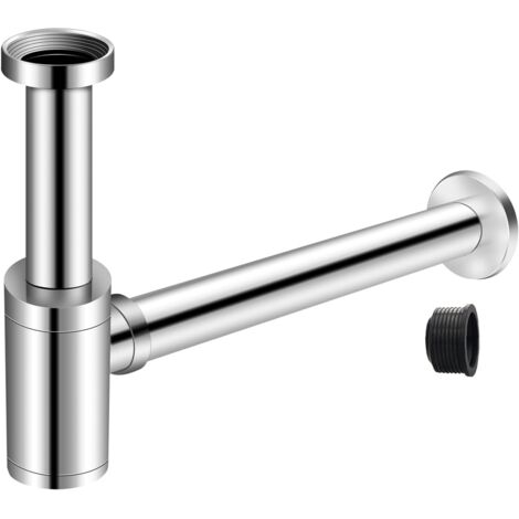 Siphon de Lavabo Chromé Universel Tube Siphon de Lavabo Siphon en Acier Inoxydable 1 1/4 x 32mm Salle de Bain Siphon Évier Métal Siphon à Tube Siphon à Tube Syphon Lavabo Reglable Anti Odeur