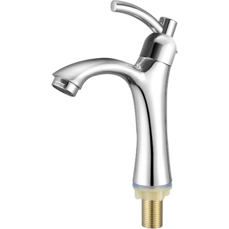 Robinet de salle de bain moderne à eau froide - Poignée unique - 1 trou - Finition chrome poli (1/3)