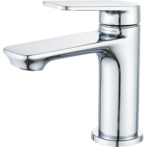 Robinet de Salle de Bain, Mitigeur de Lavabo Moderne - Robinet Mélangeur en Laiton Massif, Économiseur D'Eau et Durable, Chromé (1/5)