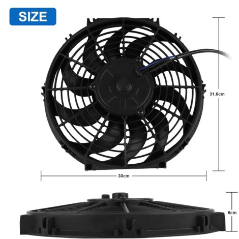 Ventilateur De Refroidissement Moteur 10 Pouces 12V 80W Akozon - Puissant 2100 RPM, 10 Lames, Ultra Mince Et Universel