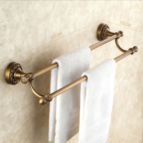 Kit salle de bain rétro Klassic solide cuivre et verre céramique , revêtement Minimal Bronze Montage mural de conservation Bain Accessoires Accessoires décor Porte-serviettes de bain à une barre à deu