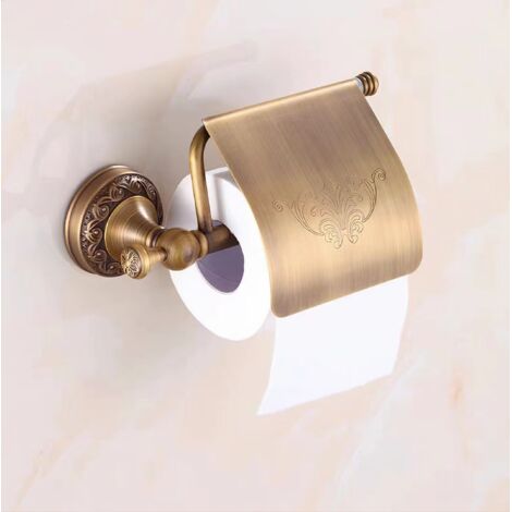 Kit salle de bain rétro Klassic solide cuivre et verre céramique , revêtement Minimal Bronze Montage mural de conservation Bain Accessoires Accessoires décor Verre à toilette Porte-rouleau de toilette