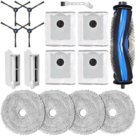 Accessoires pour Ecovacs Deebot Mini aspirateur piece de rechange,1 brosse principale, 4 serpillières, 2 Filtre de rechange, 4 sacs à poussière, 4 brosses latérales (1/5)