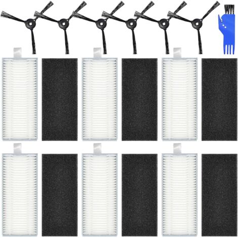 Accessoires pour Lefant M200 M201 M520M M501-A M571 T700 M501 T800 Robot aspirateur Pièce de Rechange, 6 filtres HEPA + 6 brosses latérales (1/5)