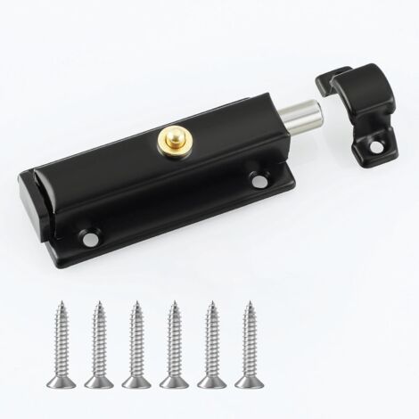 Verrou Porte Interieure, 8.3 CM, Serrure de Porte avec Bouton à Ressort, Serrure de Porte Automatique pour Portes de Sécurité, Meubles, Armoires, Noir (1/5)