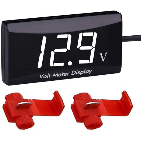 1 voltmètre numérique étanche DC 12 V LED affichage pour voiture et moto voltmètre manomètre avec pinces métalliques (1/4)