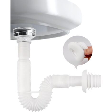siphon gain de place, Siphon lavabo flexible, evacuation evier 1 1/4" en à l'épreuve des odeurs, tuyau de vidange remplaçable，Extensible 320-780 mm