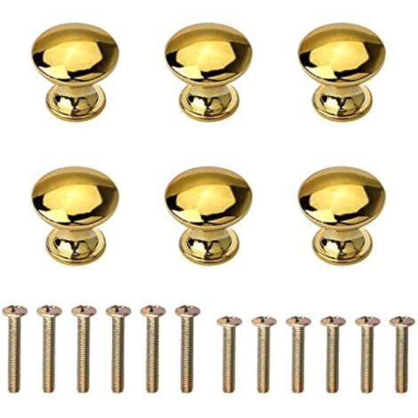 NC Lot de 6 petits boutons de placard ronds en forme de champignon avec vis pour placard, tiroir, portes de meubles, trou unique, alliage de zinc (1/4)